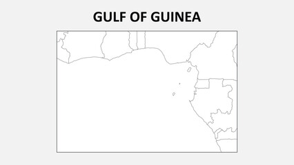 Gulf of Guinea Map. State map of Gulf of Guinea. Administrative map of Gulf of Guinea with states names in outline.
