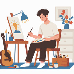 vector character people are painting art