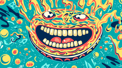 Obraz premium Vibrant whimsical illustration of classic april fools' day prank featuring cartoon sun with fiery expression. concept of humor, festivity, playful mischief, and creative art