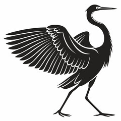 Egret black silhouette icon vector