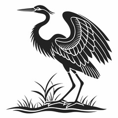 Egret black silhouette icon vector