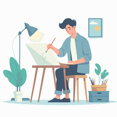 vector character people are painting art