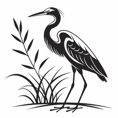 Egret black silhouette icon vector