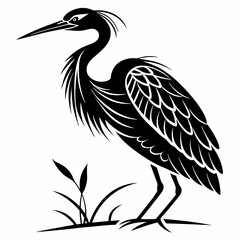 Egret black silhouette icon vector