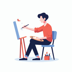 Fototapeta premium vector character people are painting art