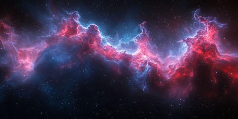 Fototapeta premium Cosmic Nebula with Red Blue Stars.