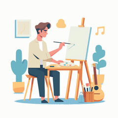 vector character people are painting art