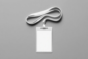 Blank White ID Card Template with Lanyard  Perfect for Mockups and Designs