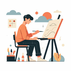 vector character people are painting art