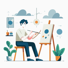 vector character people are painting art