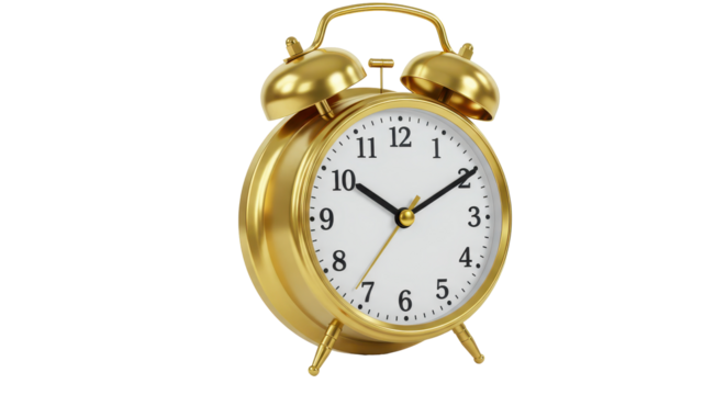Isolated Golden Alarm Clock