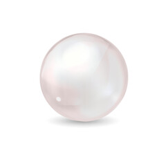 Pearl set isolated on transparent background. Spherical beautiful 3D orb with transparent glares and highlights. Jewel gems. Vector