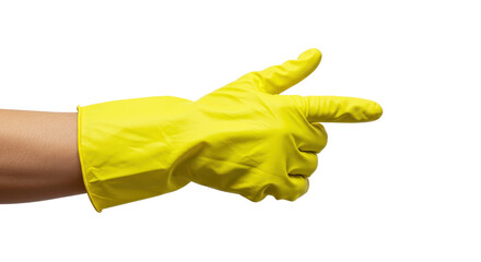 Isolated Yellow Rubber Glove Pointing
