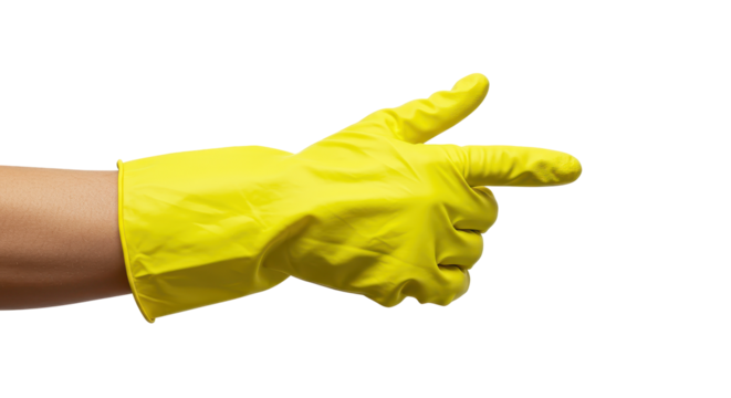 Isolated Yellow Rubber Glove Pointing