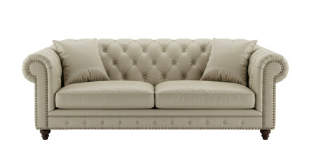 Isolated Beige Chesterfield Sofa