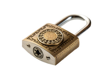 Ornate silver padlock with intricate engraved designs.