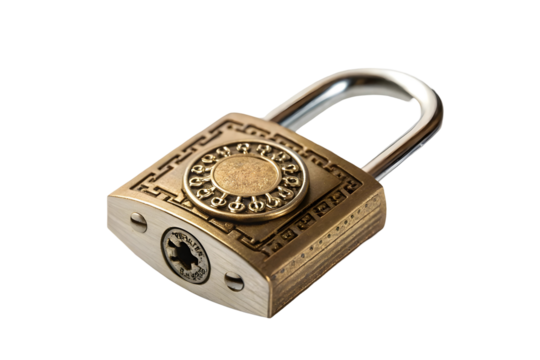 Ornate silver padlock with intricate engraved designs.