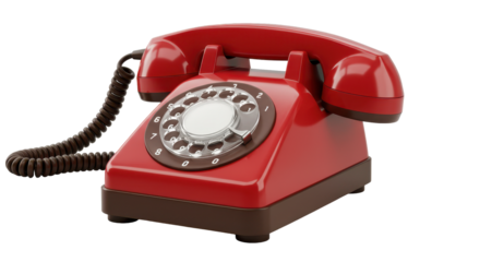 Isolated Red Rotary Phone