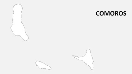 Comoros map. Country map of Comoros. Administrative map of Comoros with Countries names in outline.