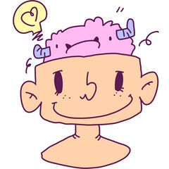 Cartoon characters and graph numbers designed in doodle style, used for decorating slides or presentations for children.