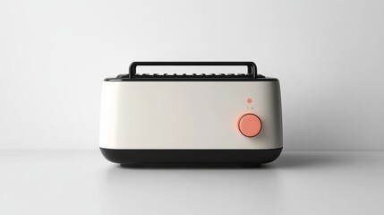 Fototapeta premium A compact toaster with a minimalist design, isolated on a white background