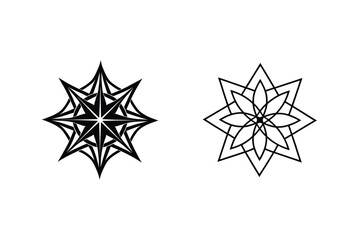 Geometric Star Mandala Designs Eight Pointed, Black, Line Art, Tattoo Inspiration