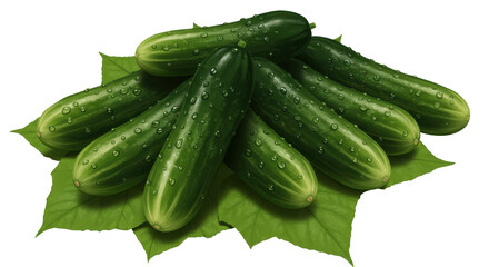Isolated Cucumbers with Water Drops
