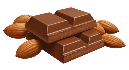 Isolated Chocolate with Almonds