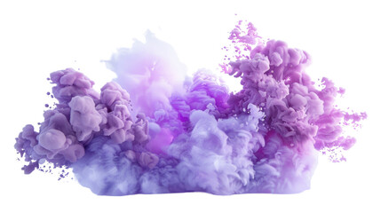 Fototapeta premium Purple and violet ink cloud spreading on transparent background
