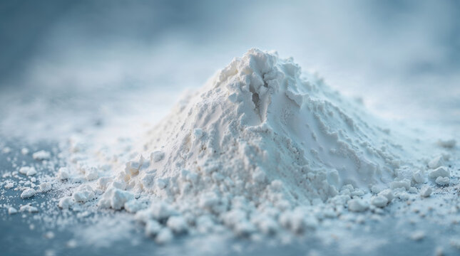 Pile of white powder of Salcaprozate Sodium (SNAC), intestinal permeation enhancer used in drug formulations
