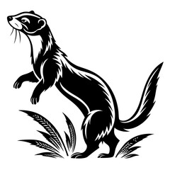ferret silhouette black vector
