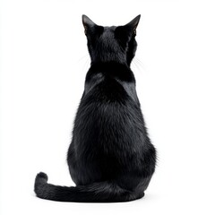 backshot of black cat on white background