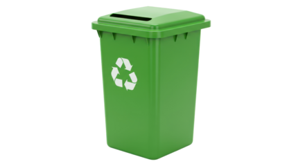 Isolated Green Recycling Bin