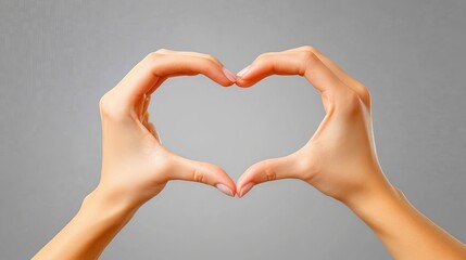 Fototapeta premium Woman forming a heart shape with hands showing love and romance