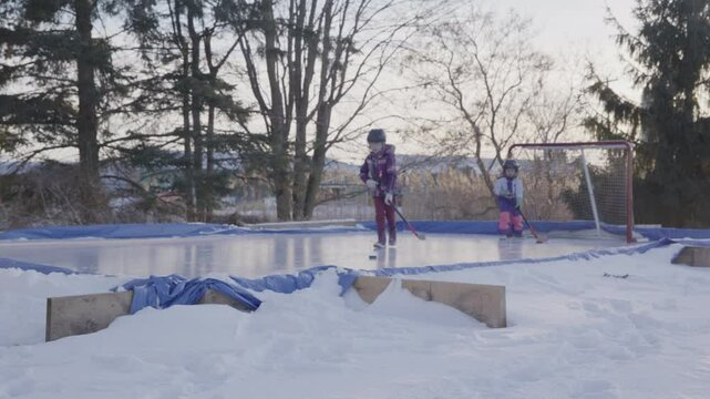 Girls learning to play hockey