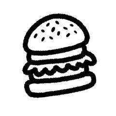 hamburger fastfood png cartoon cute line handwrite doodle art decorate element