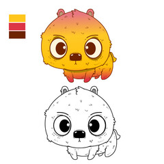 cute wombat monster with brown color and black and white for coloring 