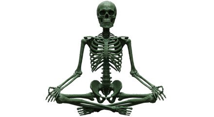 Isolated Meditating Skeleton in Yoga Pose