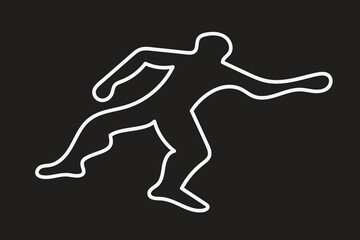 Human crime scene drawing with chalk on the ground outline vector isolated from background