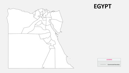 Egypt map. Country map of Egypt. Administrative map of Egypt with Countries names in outline.