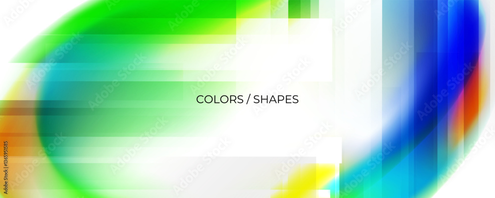 Poster Abstract shapes and bright fluid colors. Prism effect. Futuristic blurred vibrant color gradients for creative graphic design. Vector illustration.