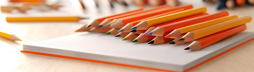 Obraz premium Artistic closeup of sharpened pencils on wooden desk creative workspace still life indoor setting aesthetic perspective
