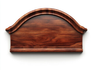 Elegant wooden plaque with curved top, showcasing rich mahogany grain and polished finish, perfect for displaying awards or decorative items