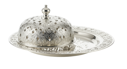 Isolated Silver Turkish Delight Dish