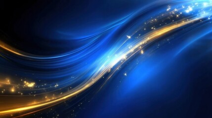 Abstract Blue and Gold Dynamic Flow