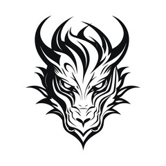 Fierce Dragon Head with Tribal Lines