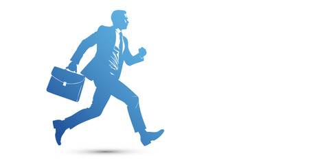 silhouette, sagoma, uomo, uomo d' affari, che corre, con valigetta, 