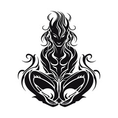 Mythical Creature with Tribal and Fiery Patterns