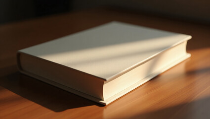 White Bound Wedding Album on Wooden Table