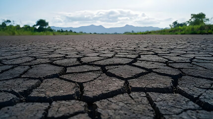 Fototapeta premium Cracked Earth Landscape Under Sunny Daylight